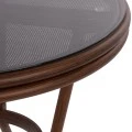 ΤΡΑΠΕΖΙ ΑΛΟΥΜΙΝΙΟΥ MOSES Φ70x76 εκ. BAMBOO LOOK HM5532.03 ΚΑΦΕ ΜΕ ΓΥΑΛΙ