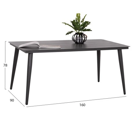 ΤΡΑΠΕΖΙ ΑΛΟΥΜΙΝΙΟΥ ΟΡΘΟΓΩΝΙΟ HIGER HM6291.01 ΓΚΡΙ 160x90x78Υεκ.