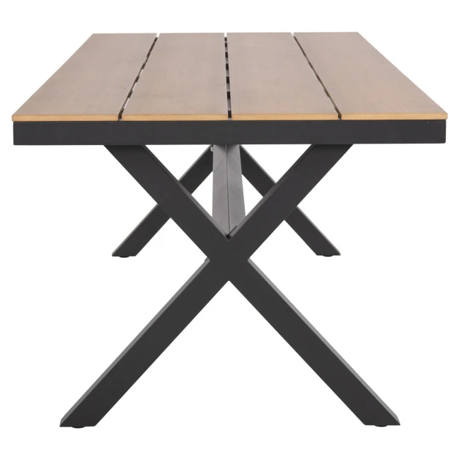 ΤΡΑΠΕΖΙ ΑΛΟΥΜΙΝΙΟΥ ΟΡΘΟΓΩΝΙΟ TAWNEE HM6039.01 ΑΝΘΡΑΚΙ-POLYWOOD ΦΥΣΙΚΟ 219,5x89,5x73Υ