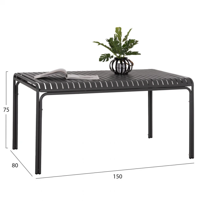 ΤΡΑΠΕΖΙ ΑΛΟΥΜΙΝΙΟΥ RACHEL HM6339.01 ΓΚΡΙ 150x80x75Υεκ.