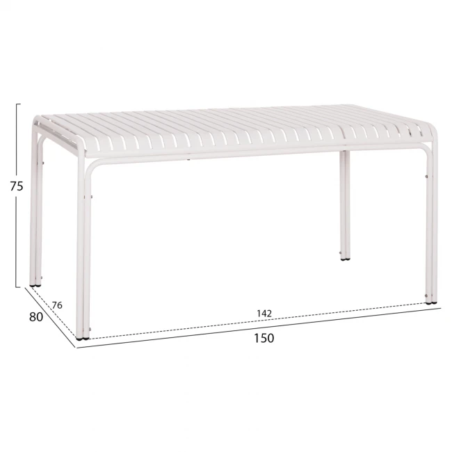 ΤΡΑΠΕΖΙ ΑΛΟΥΜΙΝΙΟΥ RACHEL HM6339.02 ΛΕΥΚΟ 150x80x75Υεκ.
