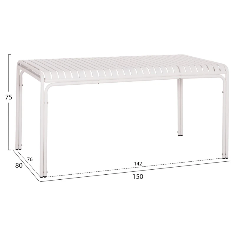 ΤΡΑΠΕΖΙ ΑΛΟΥΜΙΝΙΟΥ RACHEL HM6339.02 ΛΕΥΚΟ 150x80x75Υεκ.