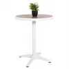ΤΡΑΠΕΖΙ ΑΛΟΥΜΙΝΙΟΥ ΣΤΡΟΓΓΥΛΟ ALEXA HM6086.02 ΛΕΥΚΟ-POLYWOOD TOP ΦΥΣΙΚΟ Φ60x73Υεκ.
