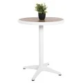 ΤΡΑΠΕΖΙ ΑΛΟΥΜΙΝΙΟΥ ΣΤΡΟΓΓΥΛΟ ALEXA HM6086.02 ΛΕΥΚΟ-POLYWOOD TOP ΦΥΣΙΚΟ Φ60x73Υεκ.