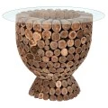ΤΡΑΠΕΖΙ BAR ΣΤΡΟΓΓΥΛΟ LEEROY HM9806 KOMMATIA ΞΥΛΟΥ TEAK Φ120x120Υ εκ.