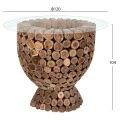 ΤΡΑΠΕΖΙ BAR ΣΤΡΟΓΓΥΛΟ LEEROY HM9806 KOMMATIA ΞΥΛΟΥ TEAK Φ120x120Υ εκ.