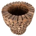 ΤΡΑΠΕΖΙ BAR ΣΤΡΟΓΓΥΛΟ LEEROY HM9806 KOMMATIA ΞΥΛΟΥ TEAK Φ120x120Υ εκ.