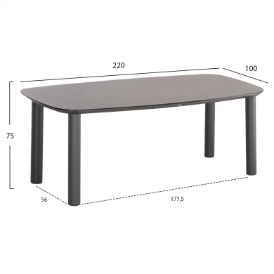 ΤΡΑΠΕΖΙ DOSUN HM6202.01 ΓΚΡΙ ΑΛΟΥΜΙΝΙΟ-3D PRINT ΓΥΑΛΙ-ΚΕΡΑΜΙΚΟ LOOK 220x100x75Υεκ