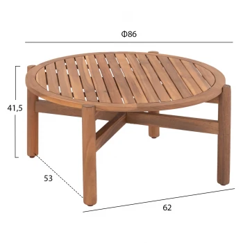 ΤΡΑΠΕΖΙ ΧΑΜΗΛΟ ΕΞ.ΧΩΡΟΥ ΣΤΡΟΓΓΥΛΟ SANJI HM6228 ΞΥΛΟ ΑΚΑΚΙΑΣ ΣΕ ΦΥΣΙΚΟ Φ86x41,5Υεκ.