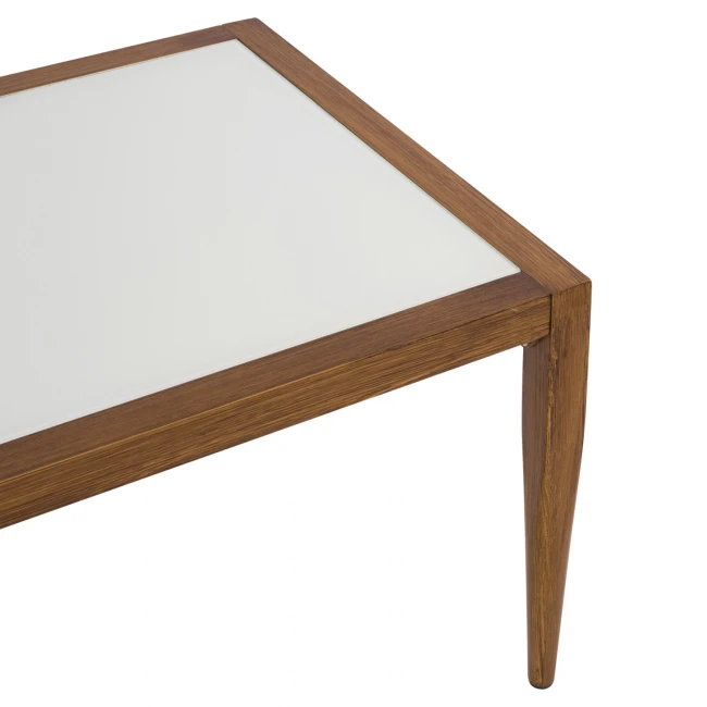 ΤΡΑΠΕΖΙ MEIR ΣΑΛΟΝΙΟΥ ΑΛΟΥΜΙΝΙΟΥ BAMBOO LOOK ΜΕ ΓΥΑΛΙ 100Χ58Χ46 HM5551.01