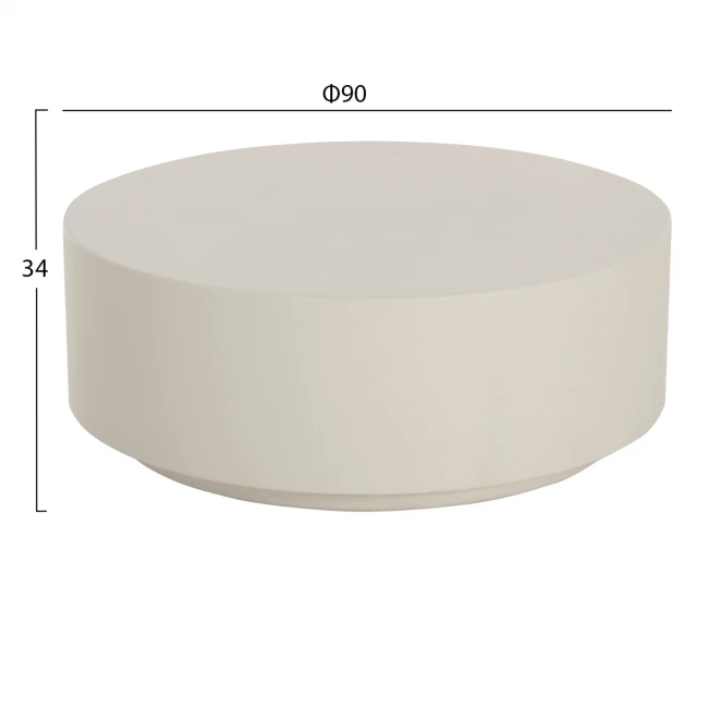 ΤΡΑΠΕΖΙ ΜΕΣΗΣ ΣΤΡΟΓΓΥΛΟ KYOKO HM6579.02 ΜΠΕΖ FIBER CEMENT Φ90x34Υεκ.