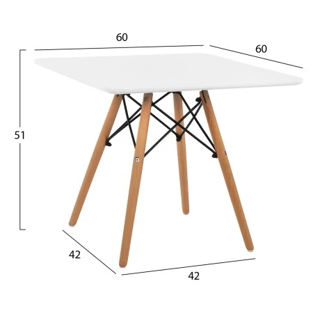 ΤΡΑΠΕΖΙ MINIMAL KID 60X60X51Yεκ. ΛΕΥΚΟ HM8452.01