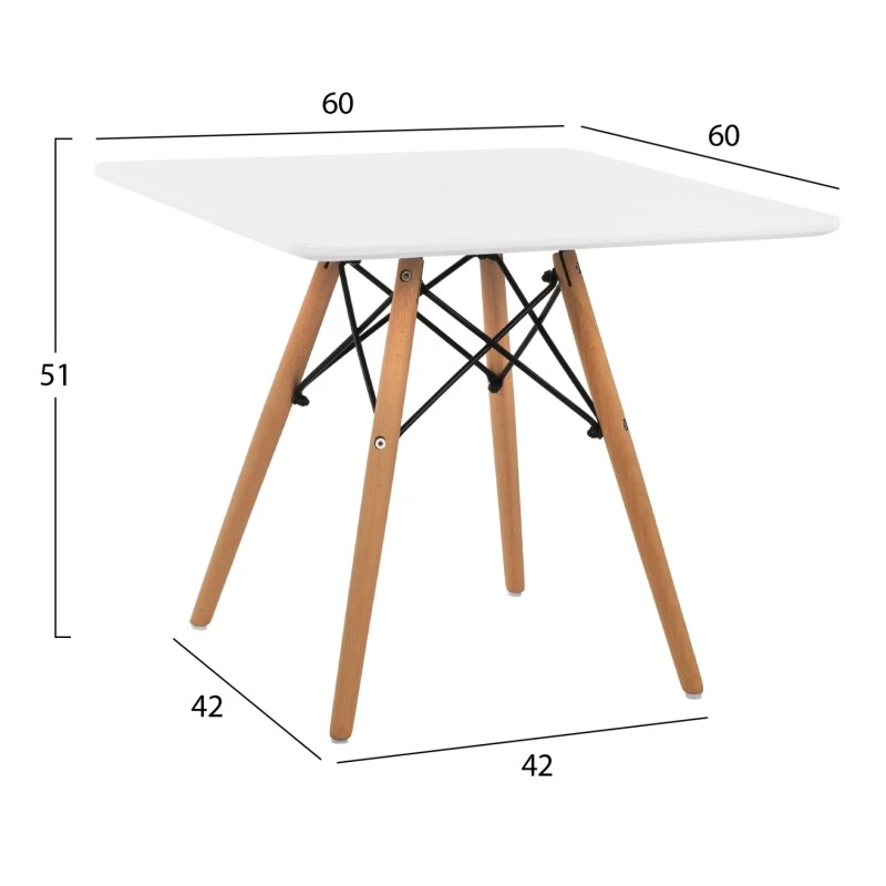 ΤΡΑΠΕΖΙ MINIMAL KID 60X60X51Yεκ. ΛΕΥΚΟ HM8452.01