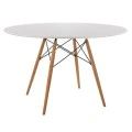 ΤΡΑΠΕΖΙ MINIMAL ΣΤΡΟΓΓΥΛΟ HM8454.01 MDF ΣΕ ΛΕΥΚΟ-ΠΟΔΙΑ ΟΞΙΑΣ ΣΕ ΦΥΣΙΚΟ Φ120Χ75Υεκ.