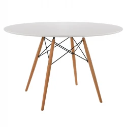 ΤΡΑΠΕΖΙ MINIMAL ΣΤΡΟΓΓΥΛΟ HM8454.01 MDF ΣΕ ΛΕΥΚΟ-ΠΟΔΙΑ ΟΞΙΑΣ ΣΕ ΦΥΣΙΚΟ Φ120Χ75Υεκ.