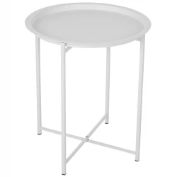 ΤΡΑΠΕΖΙ ΠΤΥΣΣΟΜΕΝΟ ΜΕ ΑΠΟΣΠΩΜΕΝΟ ΔΙΣΚΟ SAMUEL ΜΕΤΑΛΛΙΚΟ ΛΕΥΚΟ Φ45x52 εκ. HM5287.02