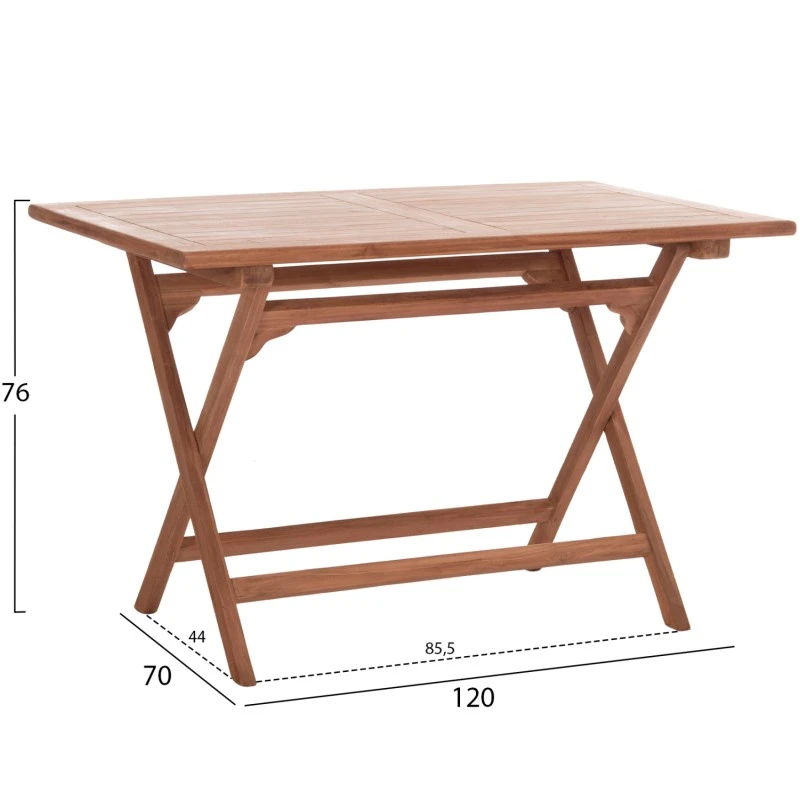 ΤΡΑΠΕΖΙ ΠΤΥΣΣΟΜΕΝΟ ΟΡΘΟΓΩΝΙΟ ERIS HM18117 ΞΥΛΟ TEAK--ΦΥΣΙΚΟ 120x70x76Υεκ.
