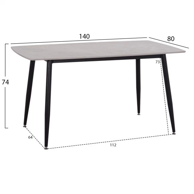 ΤΡΑΠΕΖΙ RAVEN HM18149.13 ΚΕΡΑΜΙΚΟ TOP ΜΕ ΟΨΗ ΓΚΡΙ ΜΑΡΜΑΡΟ 140x80x74Υεκ.