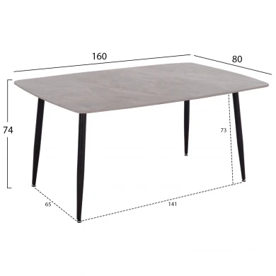 ΤΡΑΠΕΖΙ RAVEN HM18150.13 ΚΕΡΑΜΙΚΟ TOP ΜΕ ΟΨΗ ΓΚΡΙ ΜΑΡΜΑΡΟ 160x80x74Υεκ.