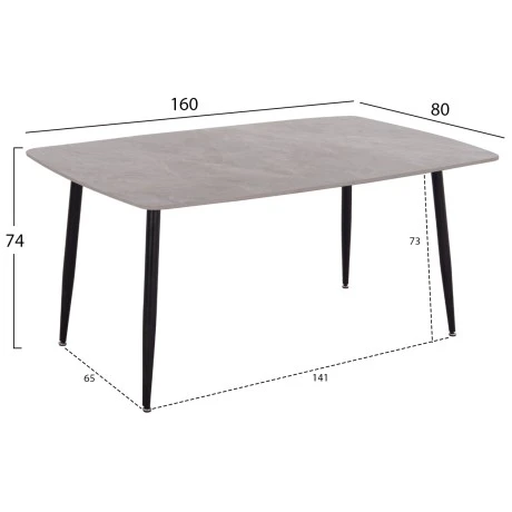 ΤΡΑΠΕΖΙ RAVEN HM18150.13 ΚΕΡΑΜΙΚΟ TOP ΜΕ ΟΨΗ ΓΚΡΙ ΜΑΡΜΑΡΟ 160x80x74Υεκ.