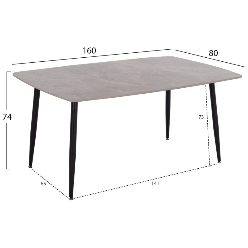 ΤΡΑΠΕΖΙ RAVEN HM18150.13 ΚΕΡΑΜΙΚΟ TOP ΜΕ ΟΨΗ ΓΚΡΙ ΜΑΡΜΑΡΟ 160x80x74Υεκ.
