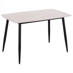 ΤΡΑΠΕΖΙ RAVEN HM9854.01 ΚΕΡΑΜΙΚΟ TOP ΜΑΤ ΛΕΥΚΟ ΜΑΡΜΑΡΟ-ΜΑΥΡΟ ΜΕΤΑΛΛΟ 120x70x73Υεκ.