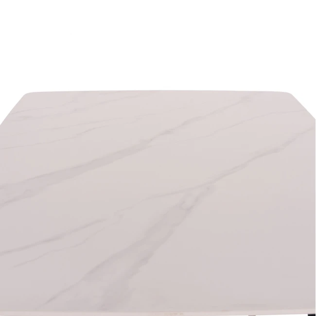 ΤΡΑΠΕΖΙ RAVEN HM9854.01 ΚΕΡΑΜΙΚΟ TOP ΜΑΤ ΛΕΥΚΟ ΜΑΡΜΑΡΟ-ΜΑΥΡΟ ΜΕΤΑΛΛΟ 120x70x73Υεκ.