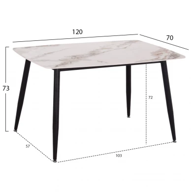 ΤΡΑΠΕΖΙ RAVEN HM9854.04 ΚΕΡΑΜΙΚΟ TOP ΜΕ ΟΨΗ ΜΑΡΜΑΡΟΥ τ.CALACATTA 120x70x73Υεκ.