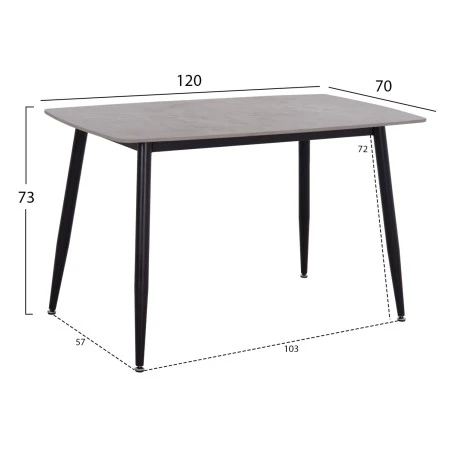 ΤΡΑΠΕΖΙ RAVEN HM9854.13 ΚΕΡΑΜΙΚΟ TOP ΓΚΡΙ ΜΑΡΜΑΡΟ-ΜΑΥΡΟ ΜΕΤΑΛΛΟ 120x70x73Υεκ.