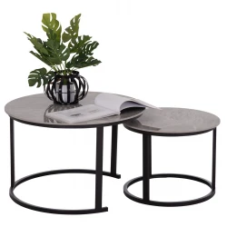 ΤΡΑΠΕΖΙ ΣΑΛΟΝΙΟΥ 2ΤΜΧ TALOS ΚΕΡΑΜΙΚΟ TOP ΜΕ ΟΨΗ ΓΚΡΙ ΜΑΡΜΑΡΟΥ HM18140.04 Φ70+Φ50