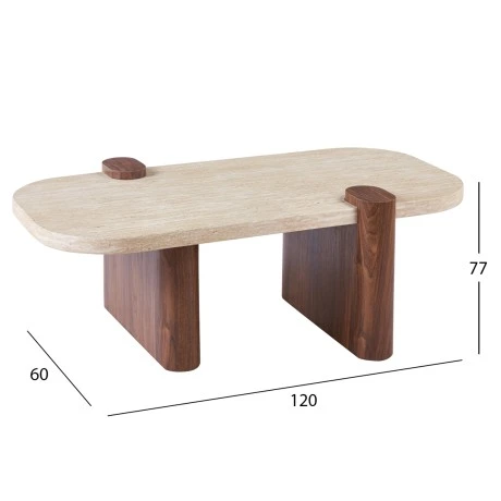 ΤΡΑΠΕΖΙ ΣΑΛΟΝΙΟΥ ARDEN HM18435 MDF TOP ΟΨΗ ΤΡΑΒΕΡΤΙΝΑΣ-MDF ΠΟΔΙΑ ΚΑΡΥΔΙ 120x60x40Υεκ