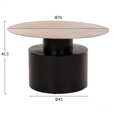 ΤΡΑΠΕΖΙ ΣΑΛΟΝΙΟΥ CUTTY HM9722 ΜΕΤΑΛΛIKO ΣΕ ΜΑΥΡΟ-ΣΚΟΥΡΟ ΧΑΛΚΙΝΟ Φ76x45,5Yεκ