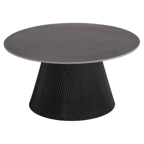 ΤΡΑΠΕΖΙ ΣΑΛΟΝΙΟΥ DUNCAN HM18022.01 ΚΕΡΑΜΙΚΟ TOP-MDF ΒΑΣΗ-ΜΑΥΡΟ Φ80x41Υεκ.