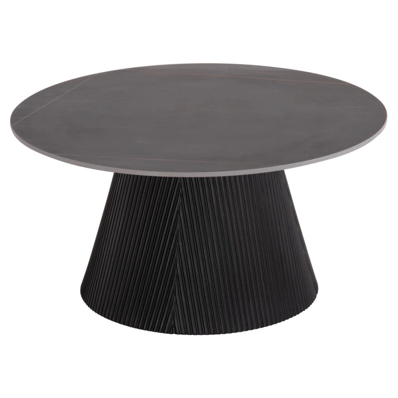 ΤΡΑΠΕΖΙ ΣΑΛΟΝΙΟΥ DUNCAN HM18022.01 ΚΕΡΑΜΙΚΟ TOP-MDF ΒΑΣΗ-ΜΑΥΡΟ Φ80x41Υεκ.