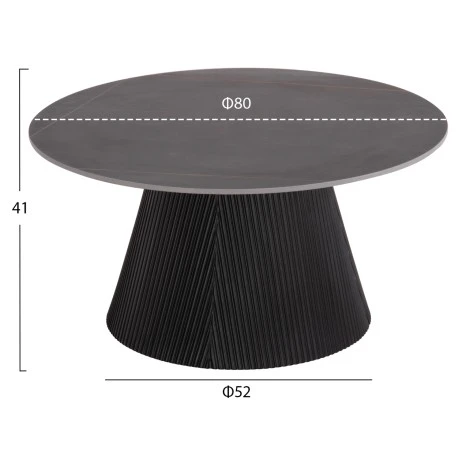 ΤΡΑΠΕΖΙ ΣΑΛΟΝΙΟΥ DUNCAN HM18022.01 ΚΕΡΑΜΙΚΟ TOP-MDF ΒΑΣΗ-ΜΑΥΡΟ Φ80x41Υεκ.