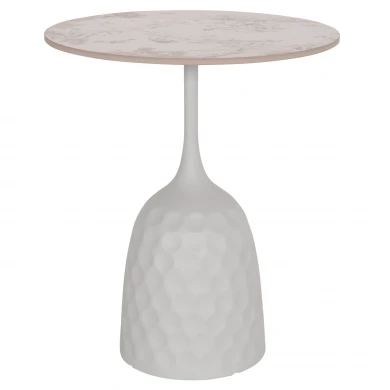 ΤΡΑΠΕΖΙ ΣΑΛΟΝΙΟΥ LONGSTEM HM18317.01 ΒΑΣΗ ΛΕΥΚΗ--SINTERED STONE CALACATA GOLD Φ50