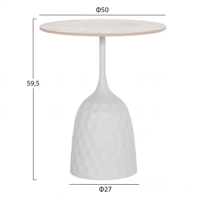 ΤΡΑΠΕΖΙ ΣΑΛΟΝΙΟΥ LONGSTEM HM18317.01 ΒΑΣΗ ΛΕΥΚΗ--SINTERED STONE CALACATA GOLD Φ50