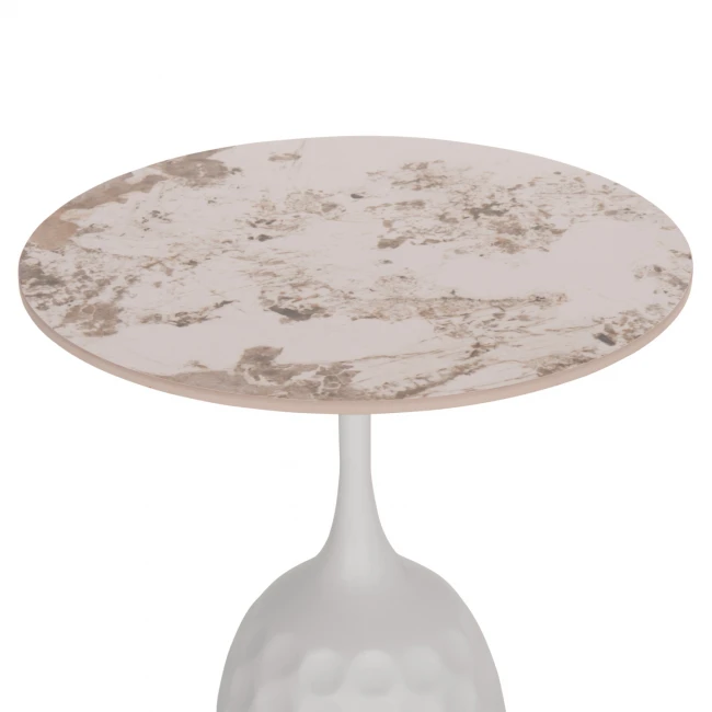 ΤΡΑΠΕΖΙ ΣΑΛΟΝΙΟΥ LONGSTEM HM18317.01 ΒΑΣΗ ΛΕΥΚΗ--SINTERED STONE CALACATA GOLD Φ50