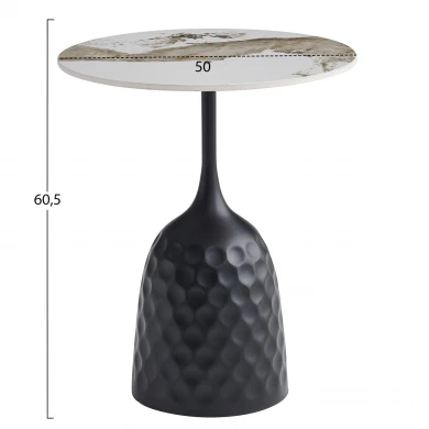 ΤΡΑΠΕΖΙ ΣΑΛΟΝΙΟΥ LONGSTEM HM18317.02 ΒΑΣΗ ΜΑΥΡΗ--SINTERED STONE PANDORA SCHEME Φ50