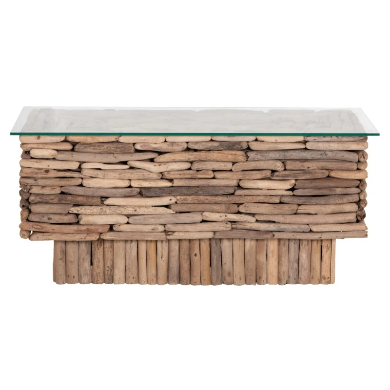 ΤΡΑΠΕΖΙ ΣΑΛΟΝΙΟΥ ΟΡΘΟΓΩΝΙΟ SPARROW HM18366 DRIFTWOOD--ΓΥΑΛΙ 105x45x47Υεκ.