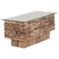 ΤΡΑΠΕΖΙ ΣΑΛΟΝΙΟΥ ΟΡΘΟΓΩΝΙΟ SPARROW HM18366 DRIFTWOOD--ΓΥΑΛΙ 105x45x47Υεκ.