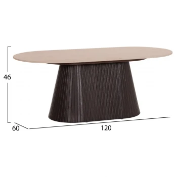 ΤΡΑΠΕΖΙ ΣΑΛΟΝΙΟΥ ΟΒΑΛ CATER HM18321 ΚΕΡΑΜΙΚΟ TOP ΟΨΗ ΤΡΑΒΕΡΤΙΝΑΣ-MDF ΒΑΣΗ 120x60x46Υεκ