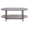 ΤΡΑΠΕΖΙ ΣΑΛΟΝΙΟΥ ΟΒΑΛ KITTY HM18040 ΓΥΑΛΙ ΦΙΜΕ TOP-GREY MARBLE ΜΕΛΑΜΙΝΗ 110x50x43Υεκ