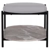 ΤΡΑΠΕΖΙ ΣΑΛΟΝΙΟΥ ΟΒΑΛ KITTY HM18040 ΓΥΑΛΙ ΦΙΜΕ TOP-GREY MARBLE ΜΕΛΑΜΙΝΗ 110x50x43Υεκ