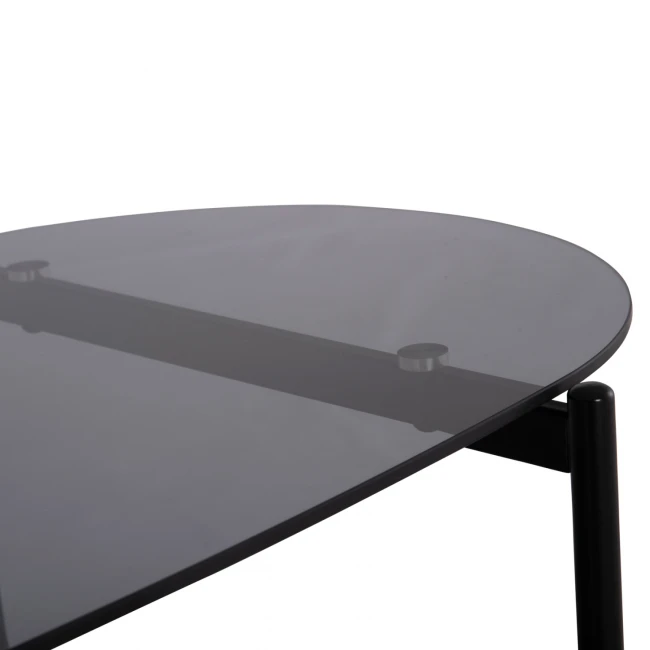 ΤΡΑΠΕΖΙ ΣΑΛΟΝΙΟΥ ΟΒΑΛ KITTY HM18040 ΓΥΑΛΙ ΦΙΜΕ TOP-GREY MARBLE ΜΕΛΑΜΙΝΗ 110x50x43Υεκ