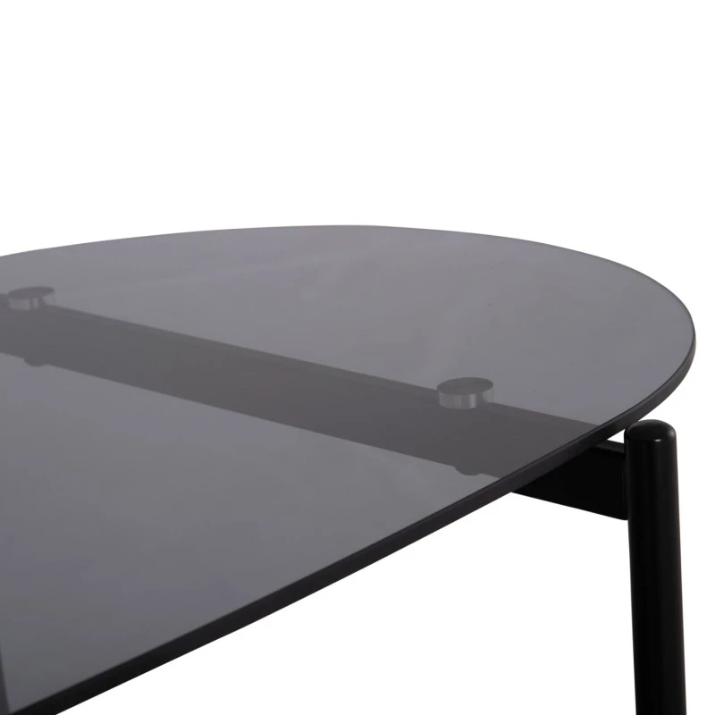 ΤΡΑΠΕΖΙ ΣΑΛΟΝΙΟΥ ΟΒΑΛ KITTY HM18040 ΓΥΑΛΙ ΦΙΜΕ TOP-GREY MARBLE ΜΕΛΑΜΙΝΗ 110x50x43Υεκ