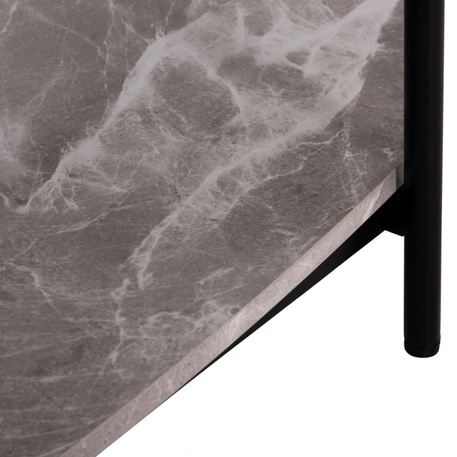 ΤΡΑΠΕΖΙ ΣΑΛΟΝΙΟΥ ΟΒΑΛ KITTY HM18040 ΓΥΑΛΙ ΦΙΜΕ TOP-GREY MARBLE ΜΕΛΑΜΙΝΗ 110x50x43Υεκ