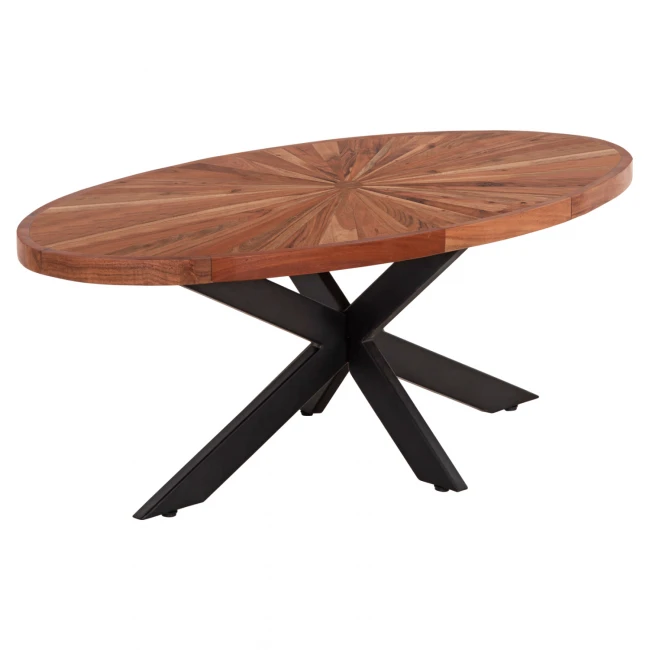 ΤΡΑΠΕΖΙ ΣΑΛΟΝΙΟΥ ΟΒΑΛ MONTANA SUPERIOR HM9906 ΞΥΛΟ ΑΚΑΚΙΑΣ-ΜΕΤΑΛΛΟ 120x61x45Υεκ.