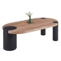 ΤΡΑΠΕΖΙ ΣΑΛΟΝΙΟΥ ΟΒΑΛ OVALON HM18433.05 MDF TOP ΚΑΡΥΔΙ-MDF ΠΟΔΙΑ ΜΑΥΡΑ 120x60x40Υεκ