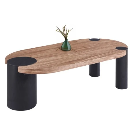 ΤΡΑΠΕΖΙ ΣΑΛΟΝΙΟΥ ΟΒΑΛ OVALON HM18433.05 MDF TOP ΚΑΡΥΔΙ-MDF ΠΟΔΙΑ ΜΑΥΡΑ 120x60x40Υεκ